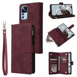 For Xiaomi 12T / 12T Pro Multifunctional Multi-Card Wallet Phone Leather Case(Wine Red)