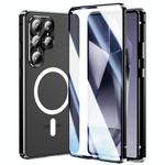 For Samsung Galaxy S25 Ultra 5G HD Full Cover Magsafe Magnetic Metal Tempered Glass Phone Case(Black)