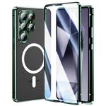 For Samsung Galaxy S25 Ultra 5G HD Full Cover Magsafe Magnetic Metal Tempered Glass Phone Case(Green)