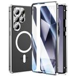 For Samsung Galaxy S25 Ultra 5G HD Full Cover Magsafe Magnetic Metal Tempered Glass Phone Case(Silver)