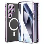 For Samsung Galaxy S25 Ultra 5G HD Full Cover Magsafe Magnetic Metal Tempered Glass Phone Case(Purple)