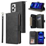 For Xiaomi Redmi Note 12 Explorer / Note 12 Pro+ Global 9 Card Slots Zipper Wallet Bag Leather Phone Case(Black)