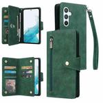For Samsung Galaxy A54 Rivet Buckle 9 Cards Three Fold Leather Phone Case(Green)