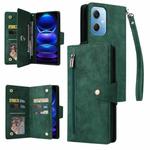 For Xiaomi Redmi Note 12 5G Global / Poco X5 Rivet Buckle 9 Cards Three Fold Leather Phone Case(Green)