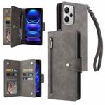 For Xiaomi Redmi Note 12 Explorer / Note 12 Pro+ Global Rivet Buckle 9 Cards Three Fold Leather Phone Case(Grey)