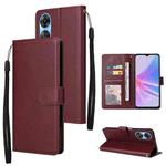 For OPPO A58 / A78 3 Card Slots Multifunctional Leather Phone Case(Wine Red)