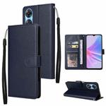 For OPPO A58 / A78 3 Card Slots Multifunctional Leather Phone Case(Navy Blue)
