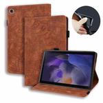 For Samsung Galaxy Tab A8 10.5 2021 Calf Texture Embossed Flip Leather Tablet Case(Brown)