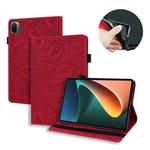 For Xiaomi Pad 5 Pro 12.4 inch Calf Texture Embossed Flip Leather Tablet Case(Red)