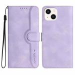 For iPhone 14 Heart Pattern Skin Feel Leather Phone Case(Purple)