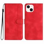 For iPhone 14 Plus Heart Pattern Skin Feel Leather Phone Case(Red)