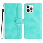 For iPhone 14 Pro Heart Pattern Skin Feel Leather Phone Case(Light Blue)