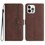 For iPhone 14 Pro Max Heart Pattern Skin Feel Leather Phone Case(Brown)