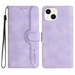 For iPhone 13 Heart Pattern Skin Feel Leather Phone Case(Purple)