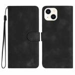 For iPhone 13 mini Heart Pattern Skin Feel Leather Phone Case(Black)