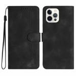 For iPhone 13 Pro Max Heart Pattern Skin Feel Leather Phone Case(Black)
