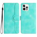 For iPhone 13 Pro Max Heart Pattern Skin Feel Leather Phone Case(Light Blue)
