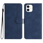 For iPhone 12 mini Heart Pattern Skin Feel Leather Phone Case(Royal Blue)