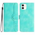 For iPhone 12 mini Heart Pattern Skin Feel Leather Phone Case(Light Blue)