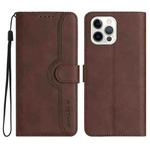 For iPhone 12 Pro Max Heart Pattern Skin Feel Leather Phone Case(Brown)