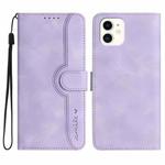 For iPhone 11 Heart Pattern Skin Feel Leather Phone Case(Purple)