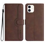 For iPhone 11 Heart Pattern Skin Feel Leather Phone Case(Brown)