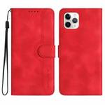 For iPhone 11 Pro Heart Pattern Skin Feel Leather Phone Case(Red)