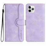 For iPhone 11 Pro Heart Pattern Skin Feel Leather Phone Case(Purple)