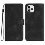 For iPhone 11 Pro Heart Pattern Skin Feel Leather Phone Case(Black)