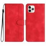 For iPhone 11 Pro Max Heart Pattern Skin Feel Leather Phone Case(Red)