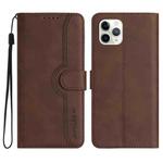 For iPhone 11 Pro Max Heart Pattern Skin Feel Leather Phone Case(Brown)