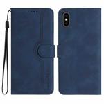 For iPhone X/XS Heart Pattern Skin Feel Leather Phone Case(Royal Blue)