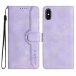 For iPhone X/XS Heart Pattern Skin Feel Leather Phone Case(Purple)