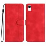 For iPhone XR Heart Pattern Skin Feel Leather Phone Case(Red)