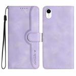 For iPhone XR Heart Pattern Skin Feel Leather Phone Case(Purple)