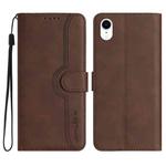 For iPhone XR Heart Pattern Skin Feel Leather Phone Case(Brown)