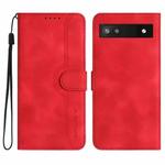 For Google Pixel 6a Heart Pattern Skin Feel Leather Phone Case(Red)
