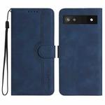 For Google Pixel 6a Heart Pattern Skin Feel Leather Phone Case(Royal Blue)