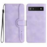 For Google Pixel 6a Heart Pattern Skin Feel Leather Phone Case(Purple)