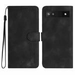 For Google Pixel 6a Heart Pattern Skin Feel Leather Phone Case(Black)