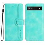 For Google Pixel 6a Heart Pattern Skin Feel Leather Phone Case(Light Blue)