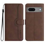 For Google Pixel 7 5G Heart Pattern Skin Feel Leather Phone Case(Brown)