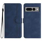 For Google Pixel 7 Pro 5G Heart Pattern Skin Feel Leather Phone Case(Royal Blue)