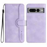 For Google Pixel 7 Pro 5G Heart Pattern Skin Feel Leather Phone Case(Purple)