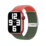 Nylon Braided Stitching Buckle Watch Band For Apple Watch Series 8&7 41mm / SE 2&6&SE&5&4 40mm / 3&2&1 38mm(Orange Olive Green)
