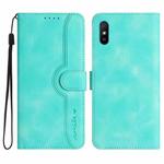 For Xiaomi Redmi 9A/9AT/9i Heart Pattern Skin Feel Leather Phone Case(Light Blue)