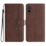 For Xiaomi Redmi 9A/9AT/9i Heart Pattern Skin Feel Leather Phone Case(Brown)