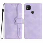 For Xiaomi Redmi 9C/9C NFC/Poco C3 Heart Pattern Skin Feel Leather Phone Case(Purple)