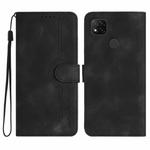For Xiaomi Redmi 10A 4G Heart Pattern Skin Feel Leather Phone Case(Black)