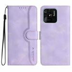 For Xiaomi Redmi 10C 4G Global/10 India/10 Power Heart Pattern Skin Feel Leather Phone Case(Purple)